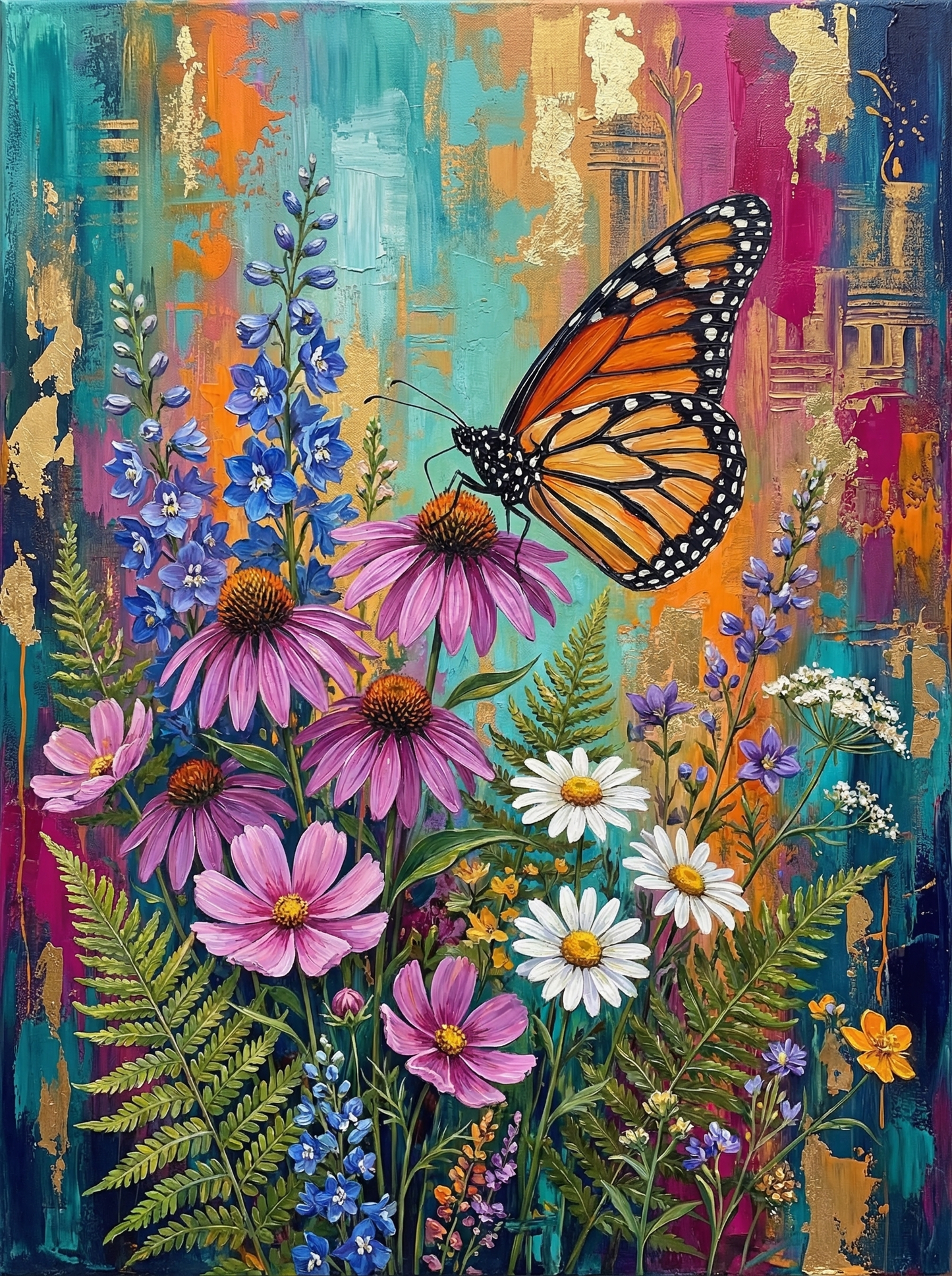 Boho Butterfly Coneflower Textured (80 Colors)
