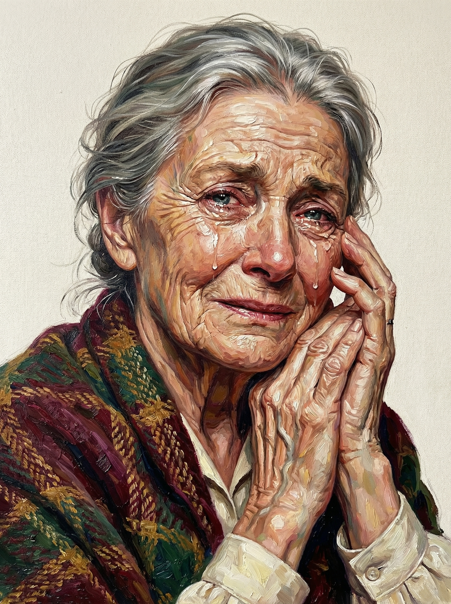 Contemplative Senior Woman (80 Colors)