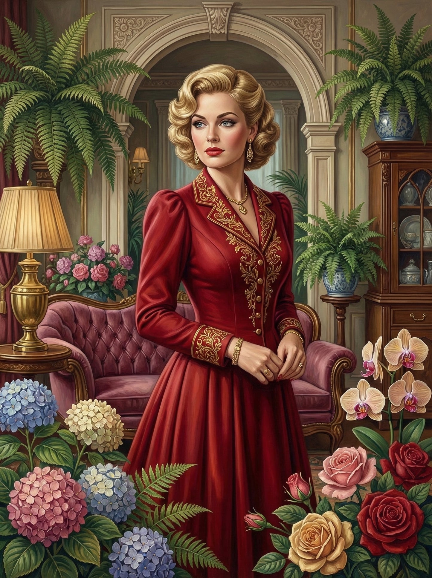Elegant Lady Drawing Room (80 Colors)