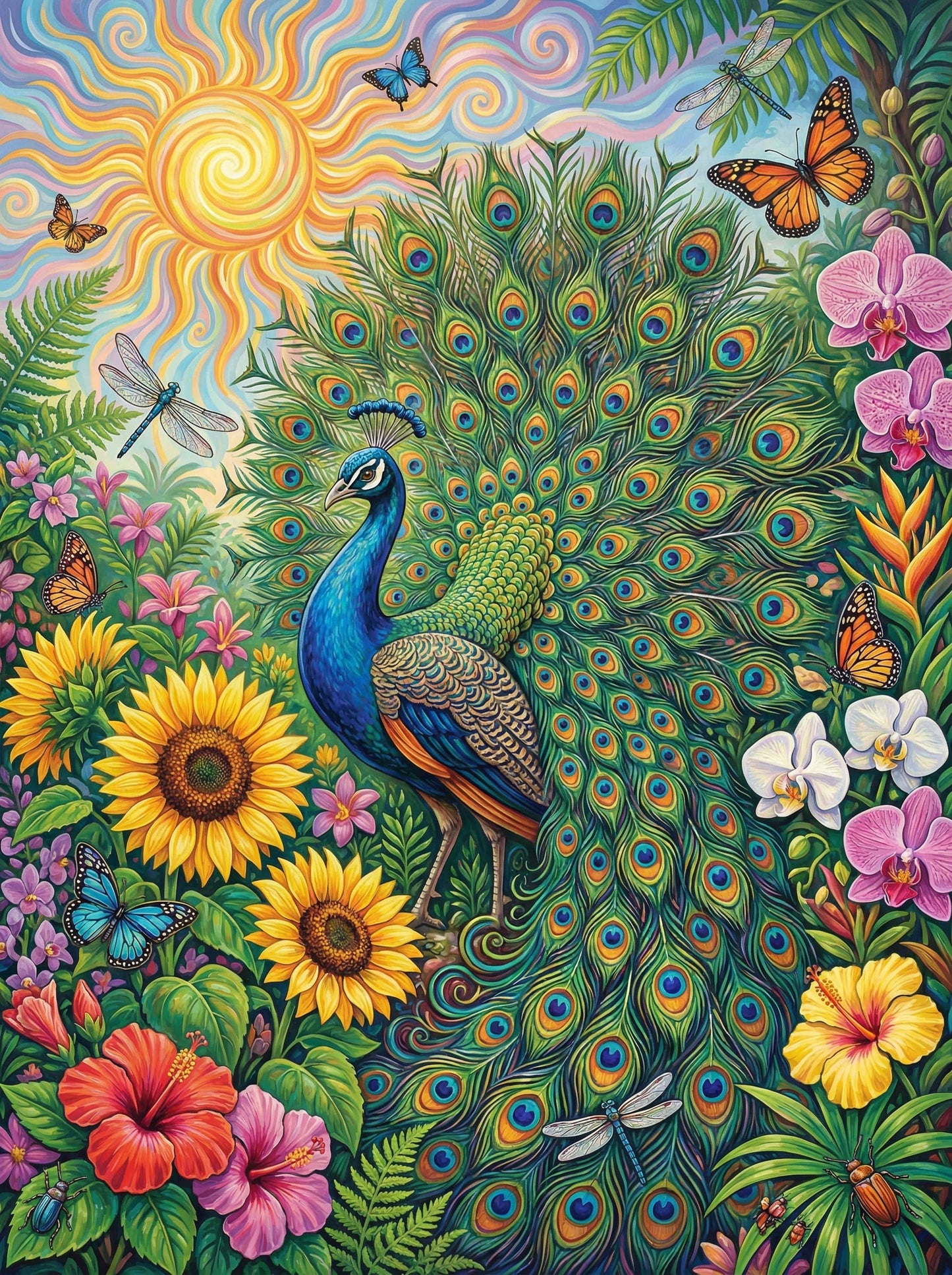 Elegant Peacock Sunrise (120 Colors)