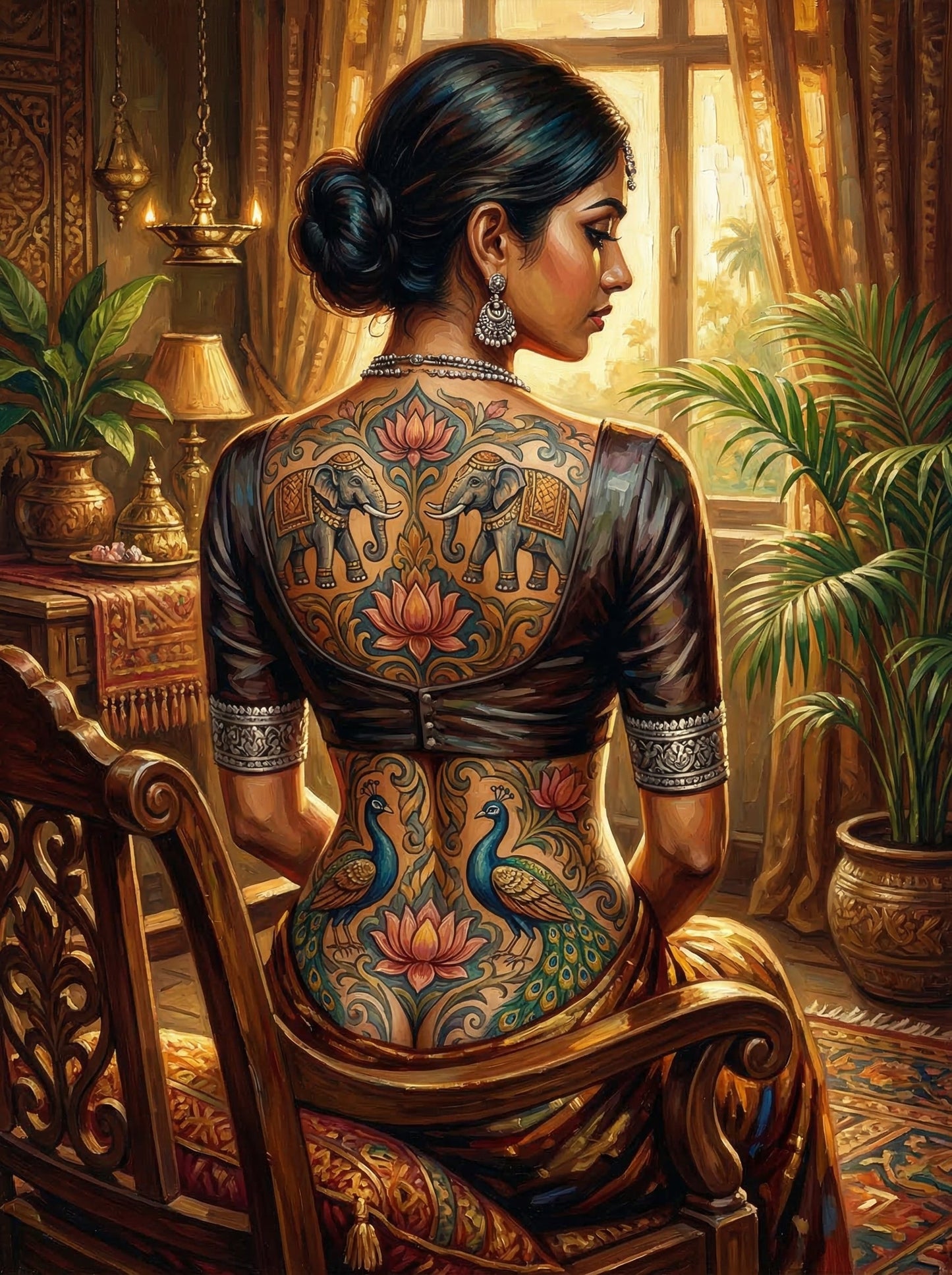 Lankan Elephant Tattoo Chair (80 Colors)