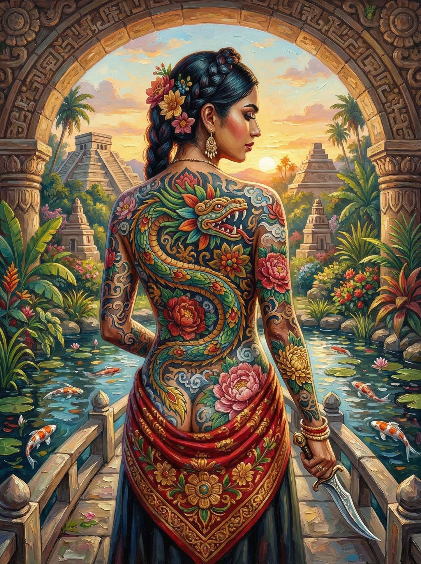 Mayan Serpent Tattoo Woman (120 Colors)