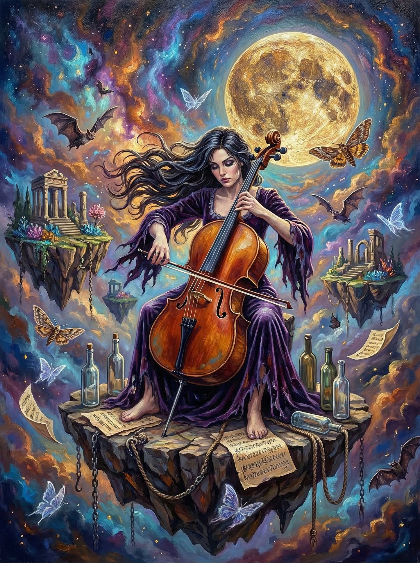 Moonlit Cellist Mystique (80 Colors)