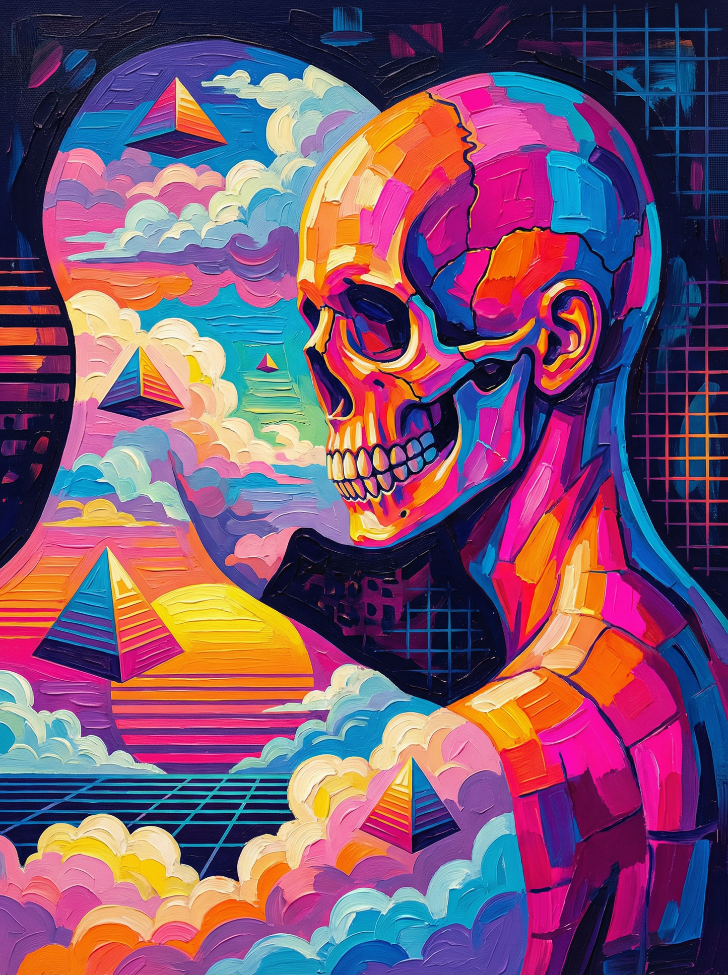 Neon Skull Surreal Landscape (80 Colors)