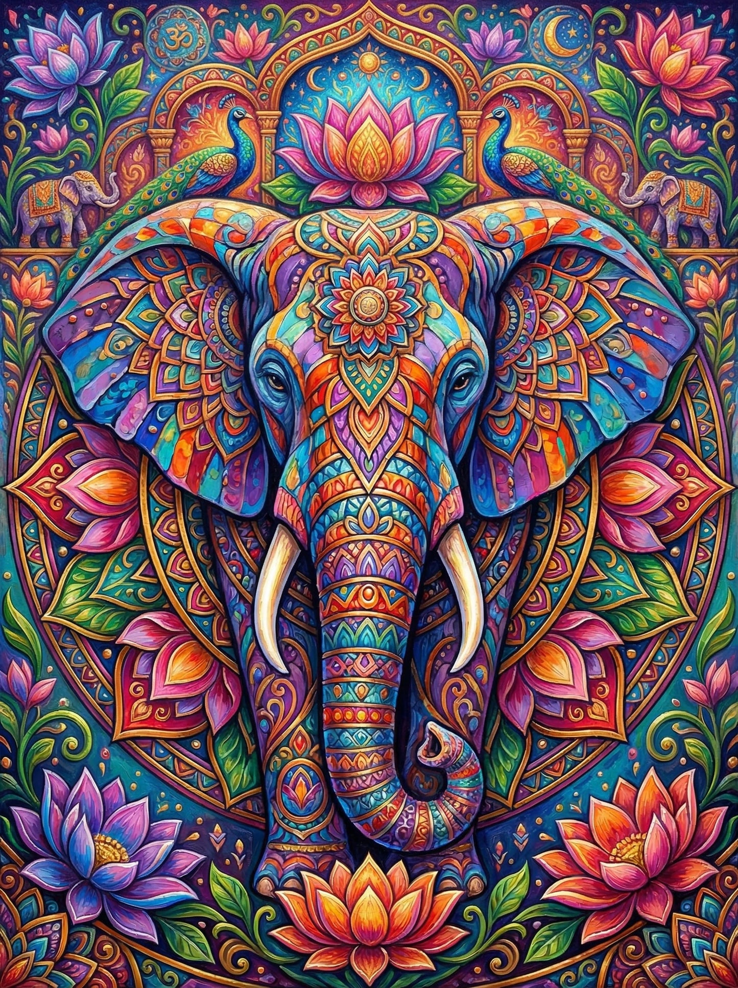 Ornate Elephant Mandala (80 Colors)