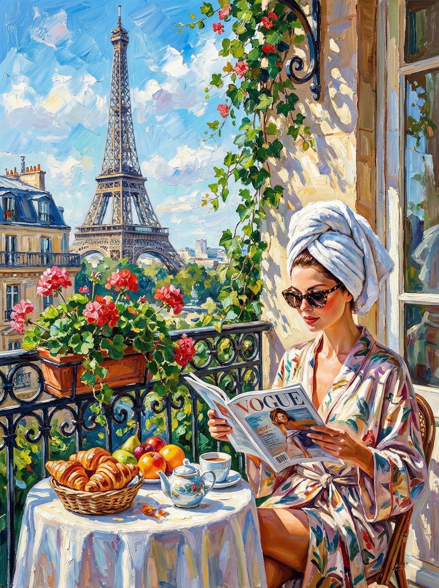 Paris Balcony Breakfast View (80 Colors)
