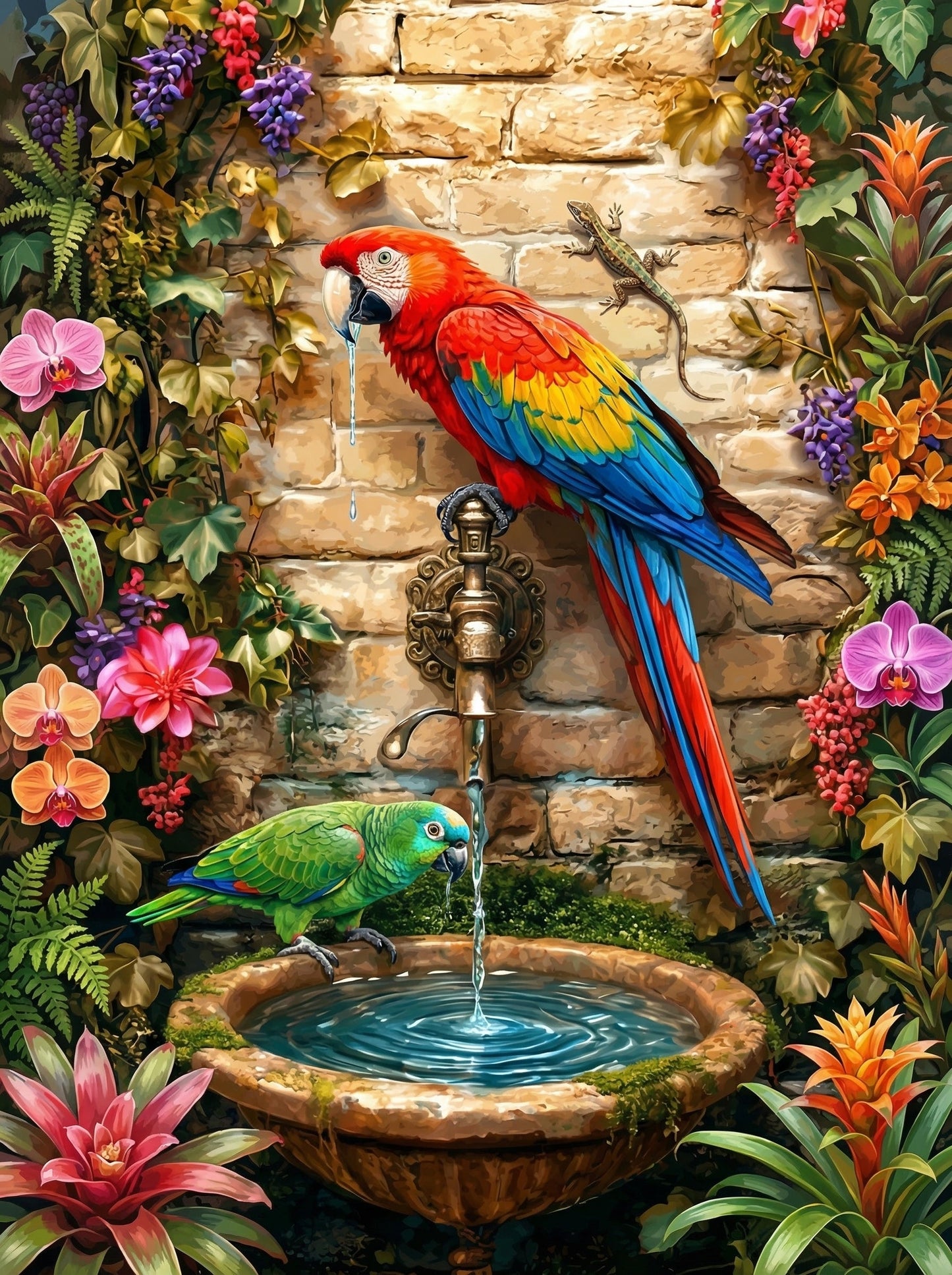 Parrot Water Fountain Garden (120 Colors)