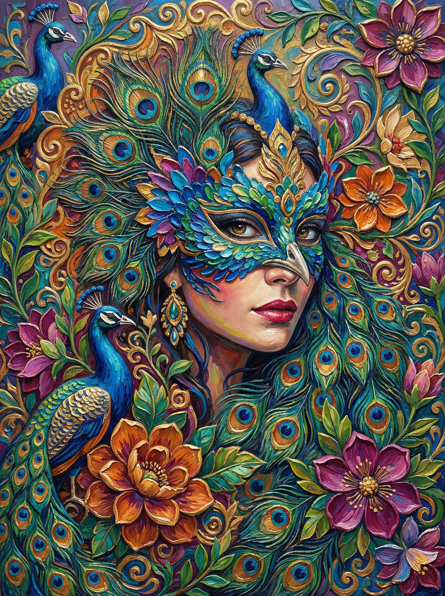 Peacock Mask Woman (120 Colors)