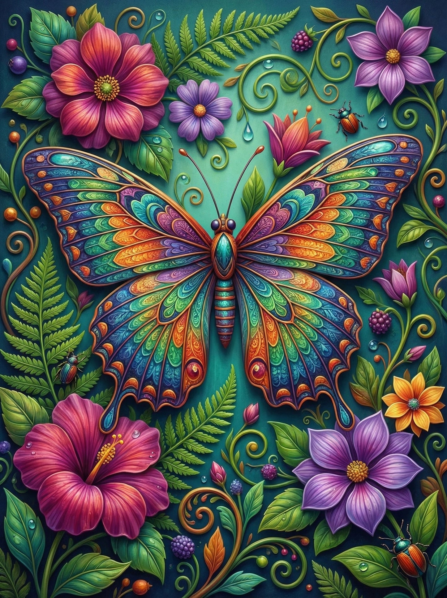Rainbow Butterfly Floral (80 Colors)