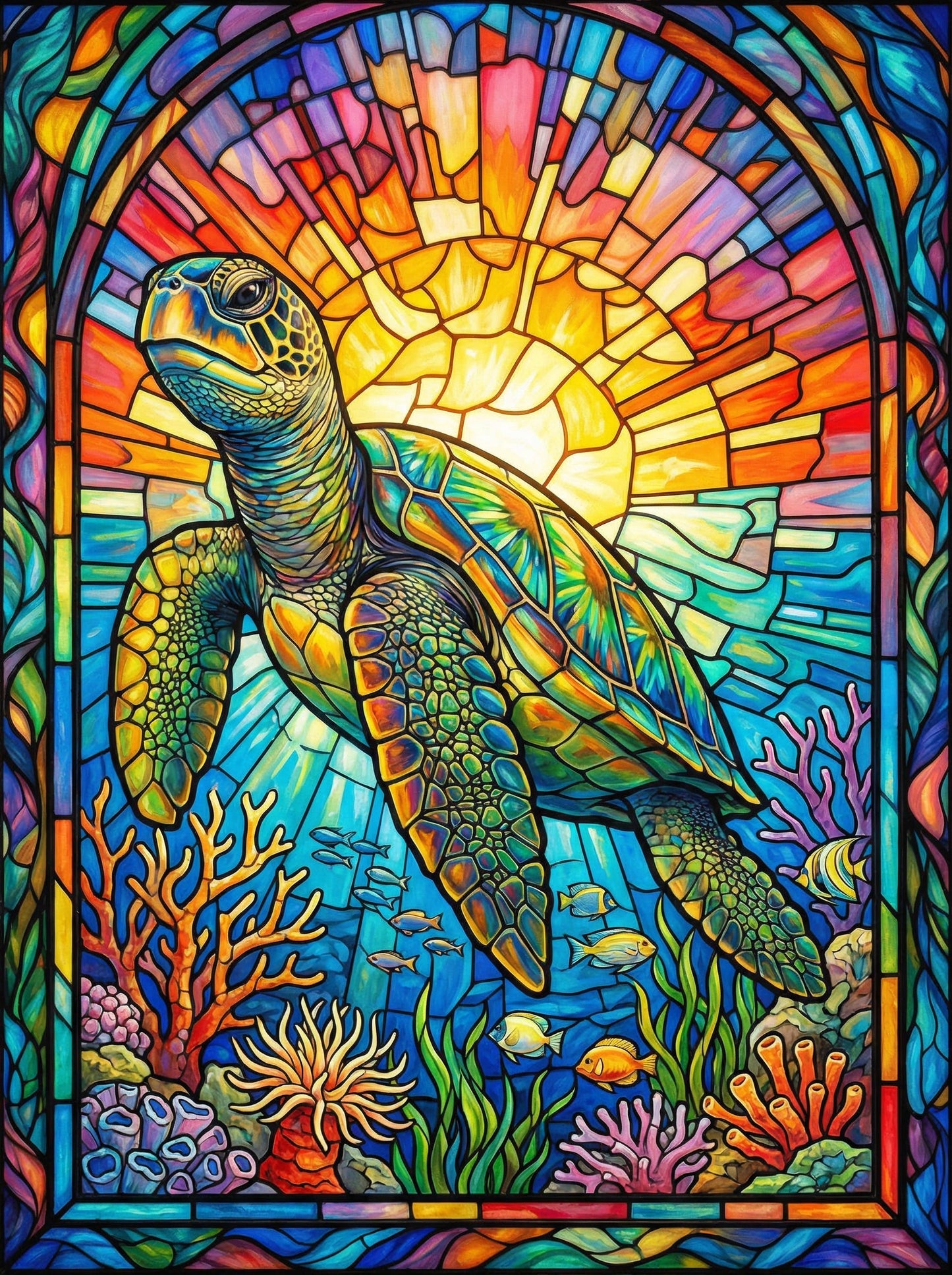 Stained Glass Sea Turtle (120 Colors)