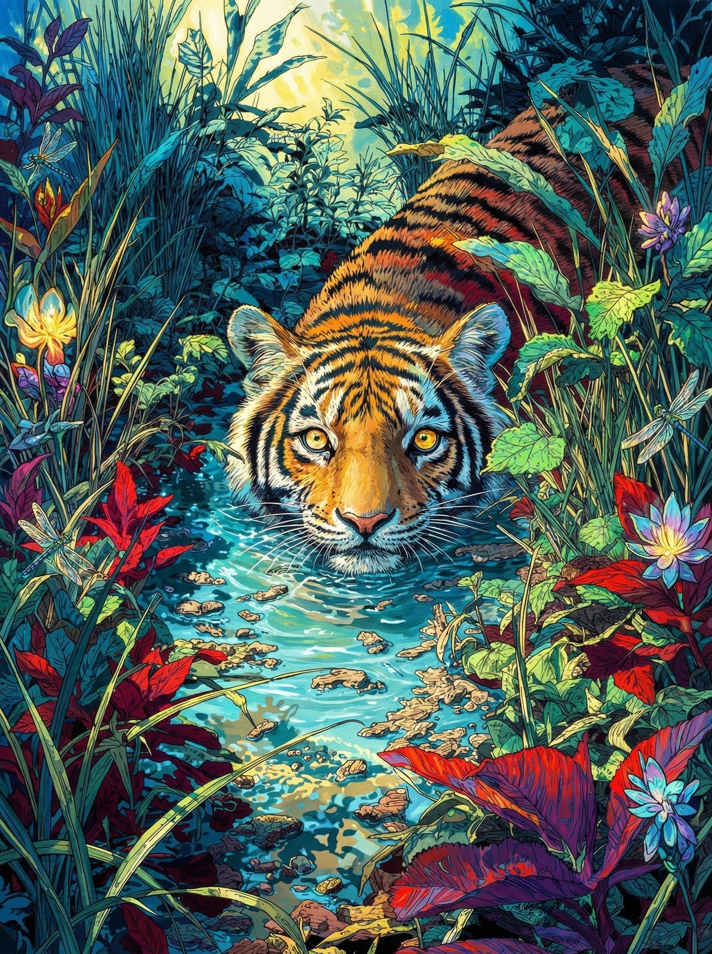 Tiger In Tropical Jungle (120 Colors)