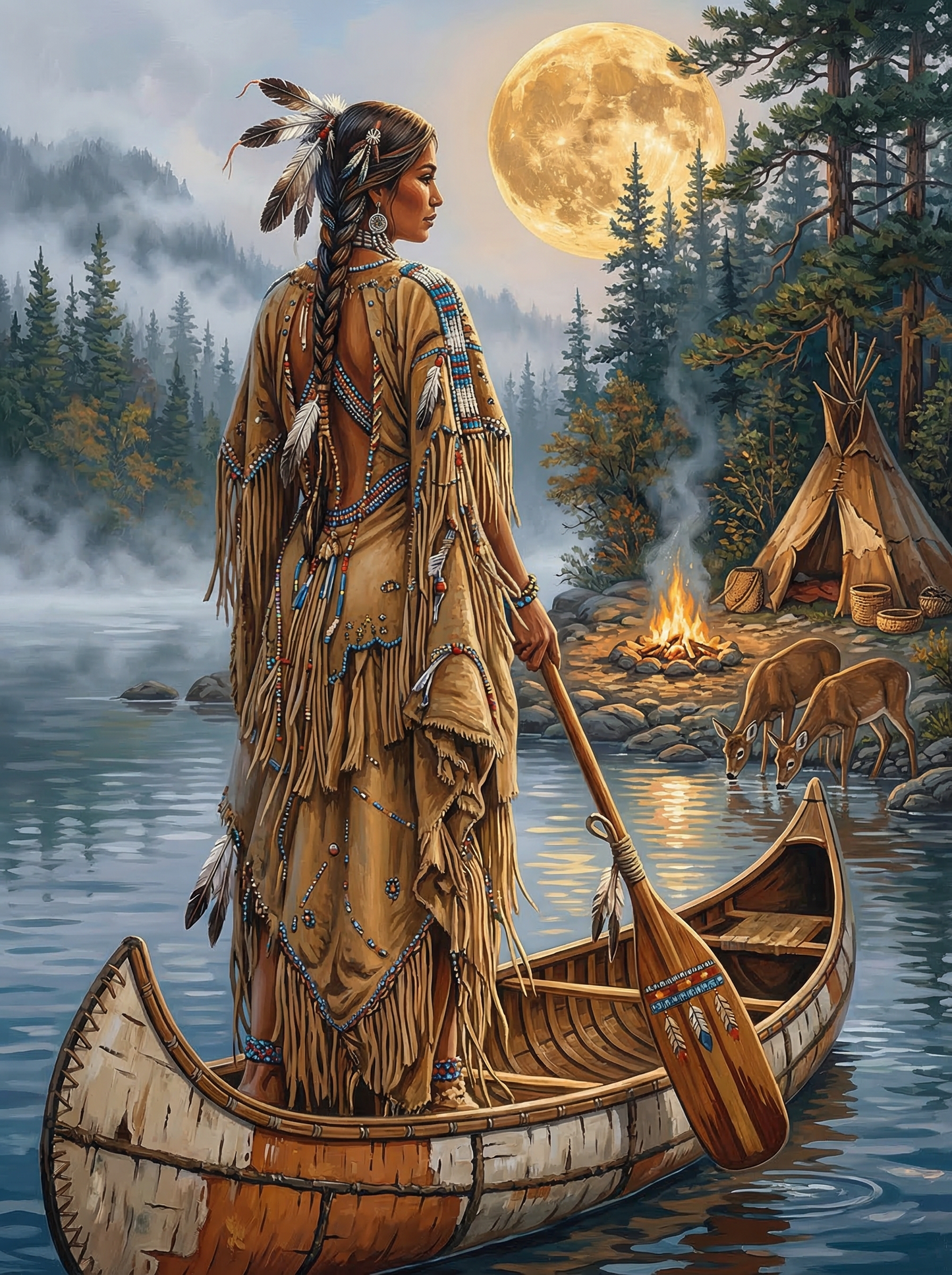 Tribal Woman Moonlight Camp (80 Colors)