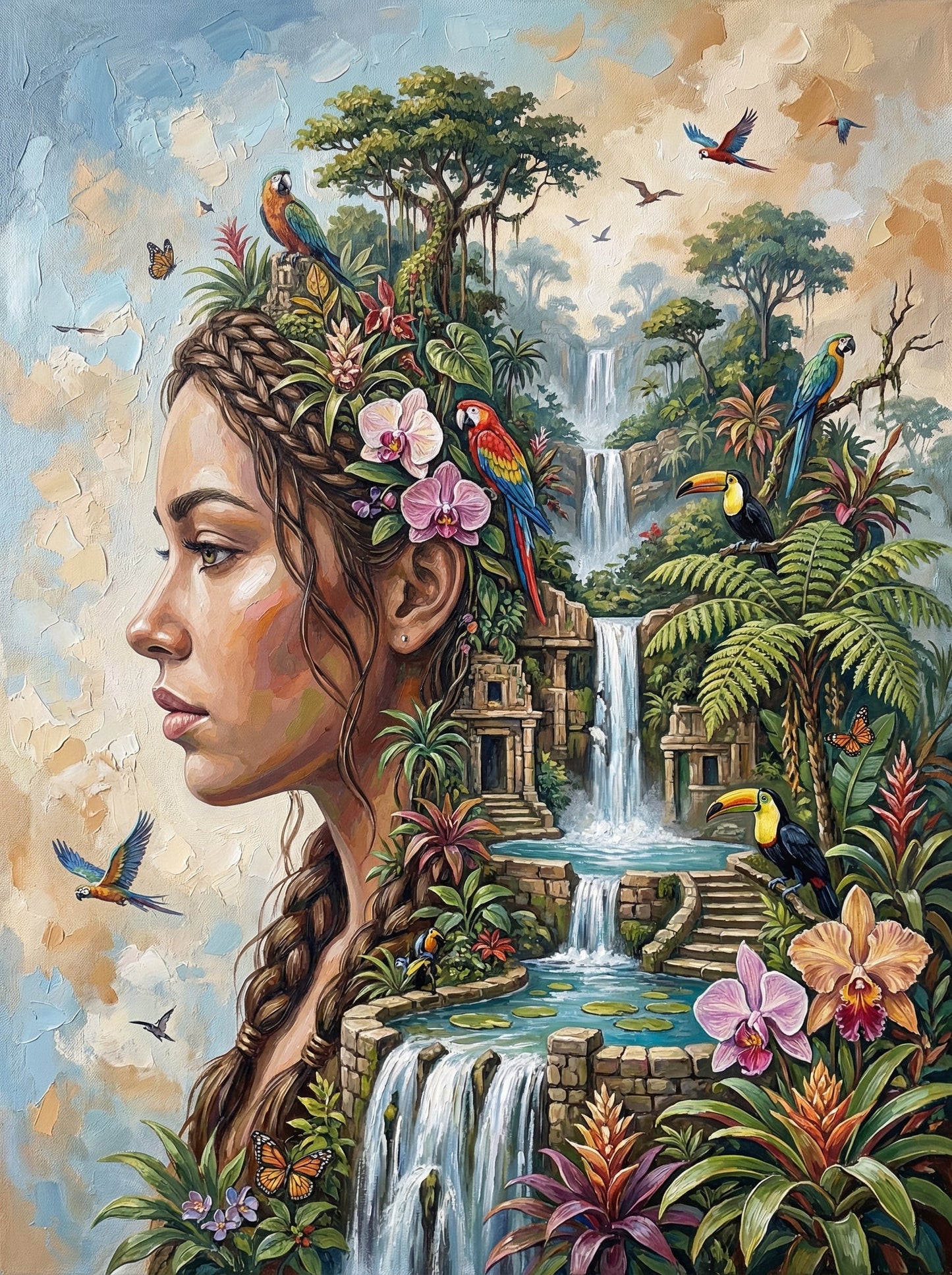 Tropical Waterfall Woman Profile (120 Colors)