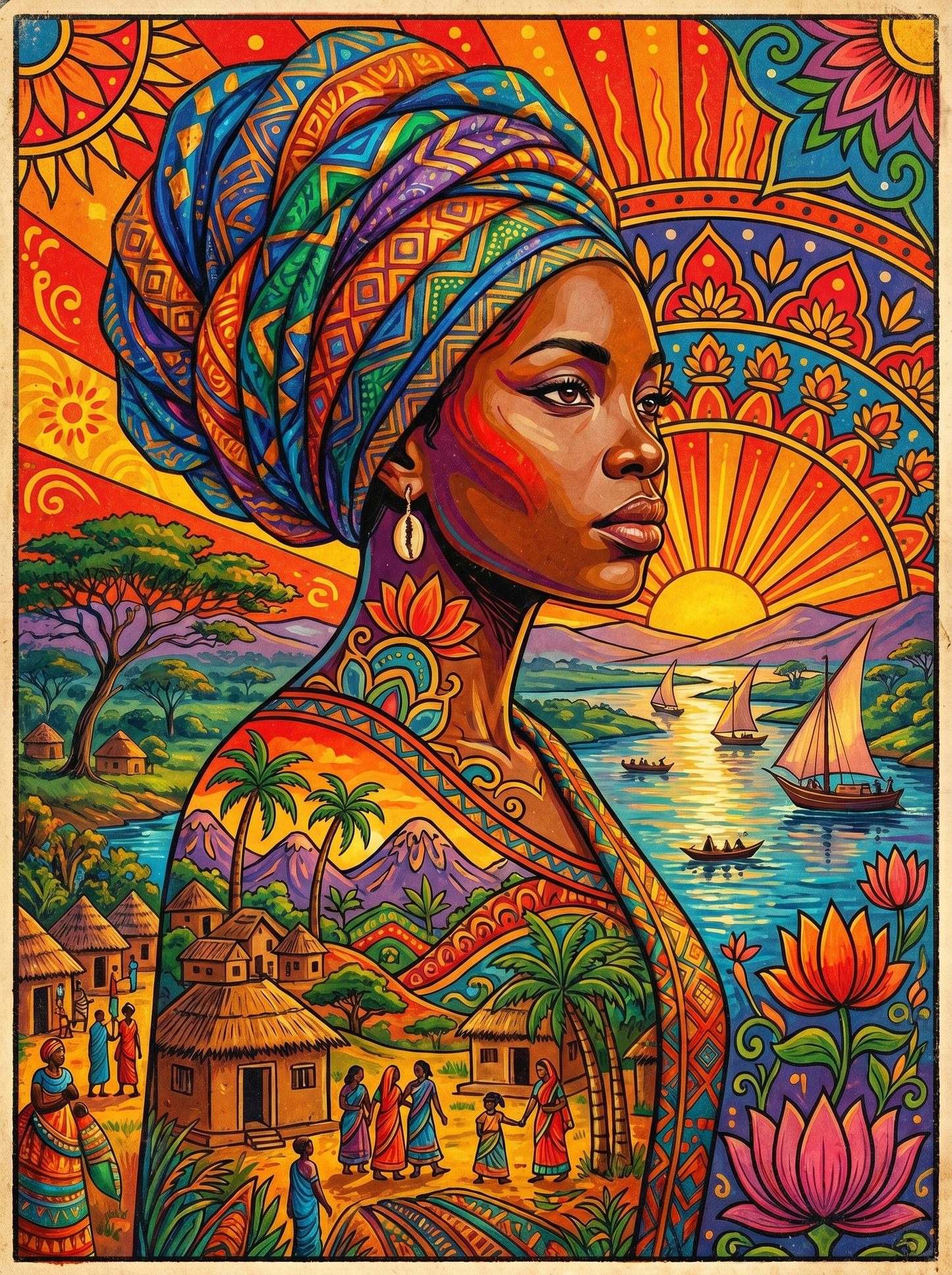 Turban Woman Sunset (80 Colors)