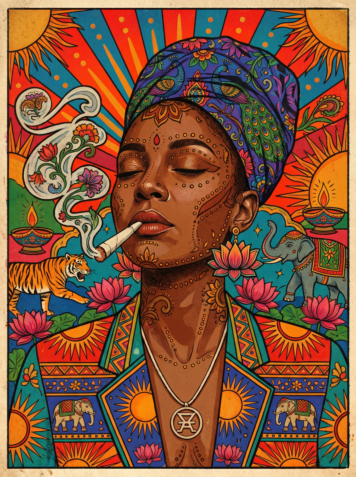 Turbaned Woman Portrait (120 Colors)