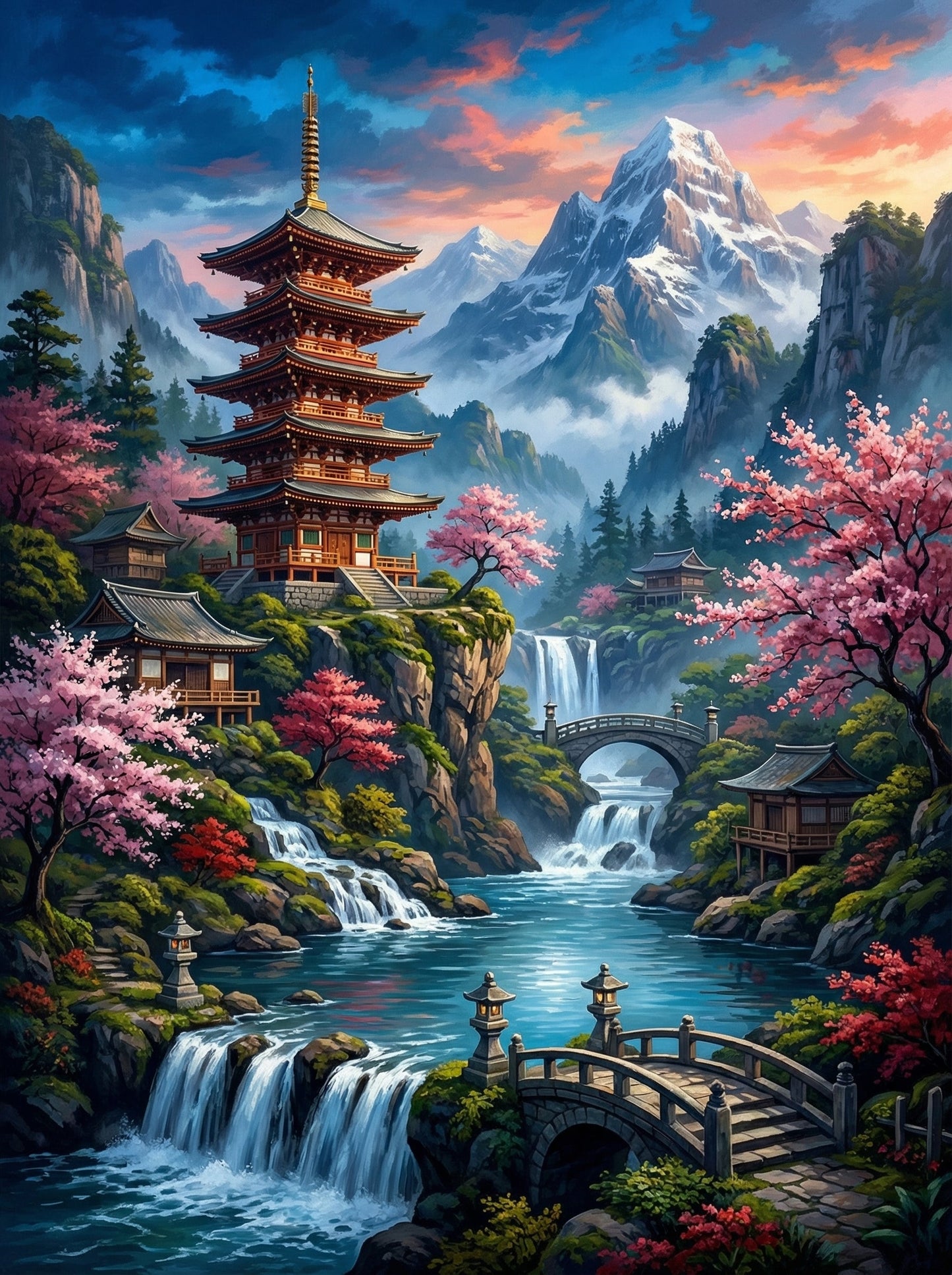 Waterfall Pagoda Valley (80 Colors)