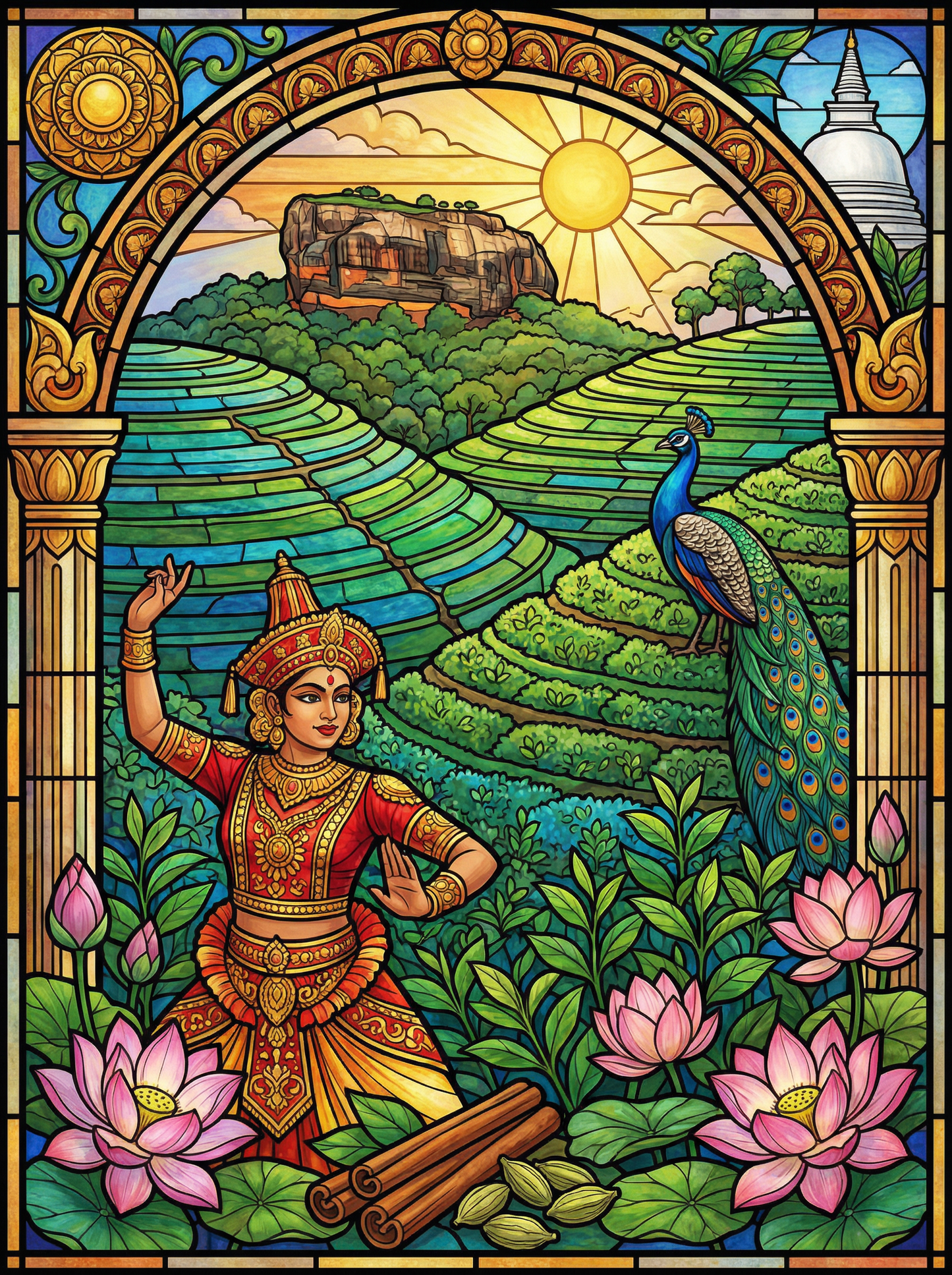 Sri Lankan Dancer and Peacock (120 Colors)