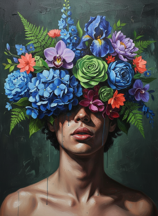 Floral Veil Portrait (80 Colors)