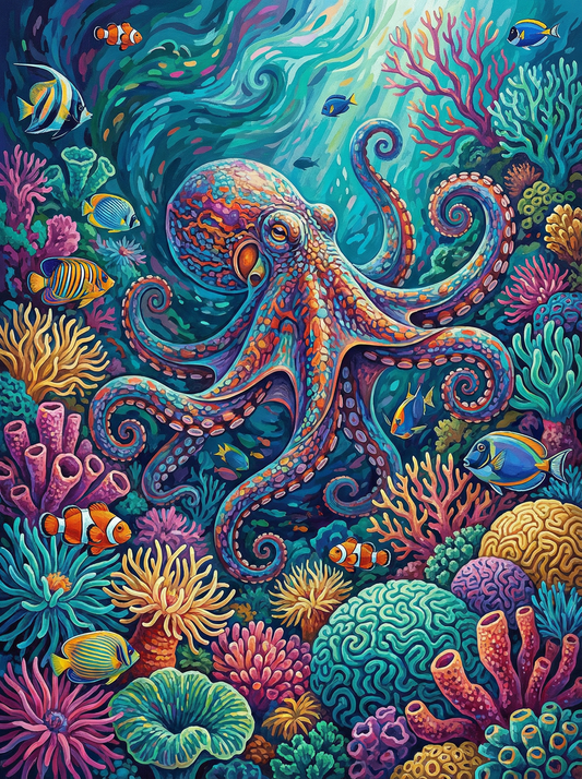 Colorful Coral Octopus (120 Colors)