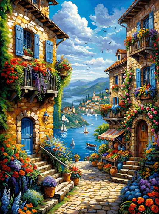Mediterranean Village View (80 Colors)