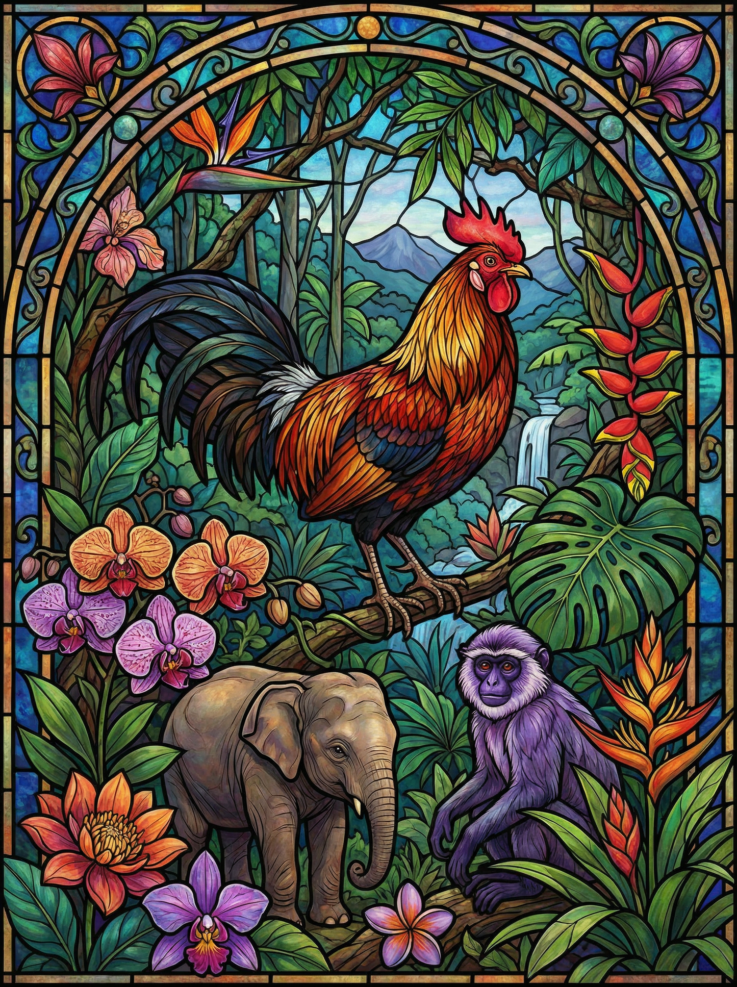 Jungle Harmony Rooster (80 Colors)