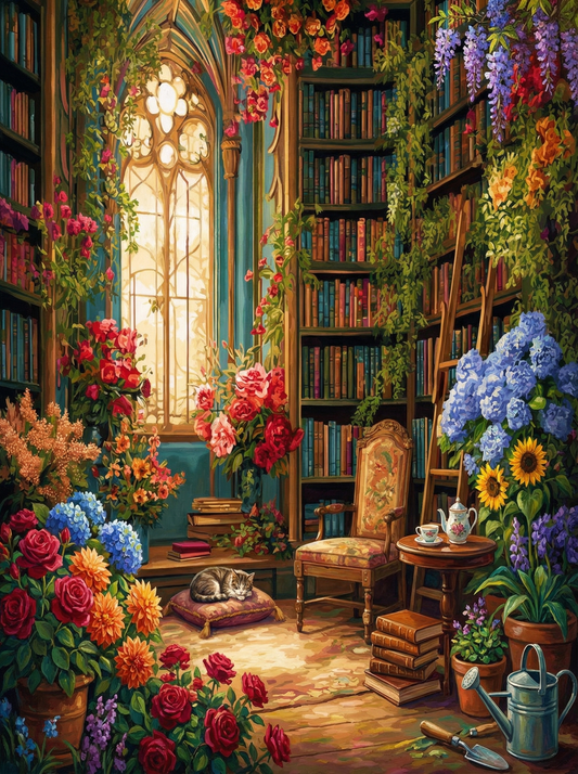 Cozy Garden Library Cat (120 Colors)