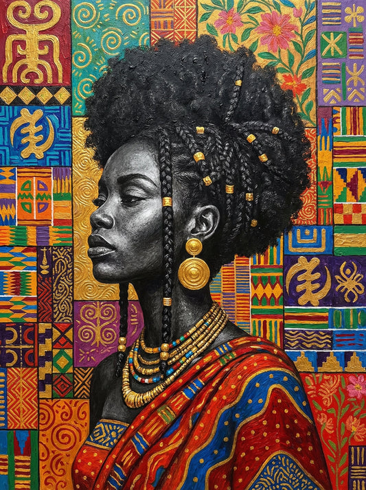 African Woman In Golden Patterns (80 Colors)