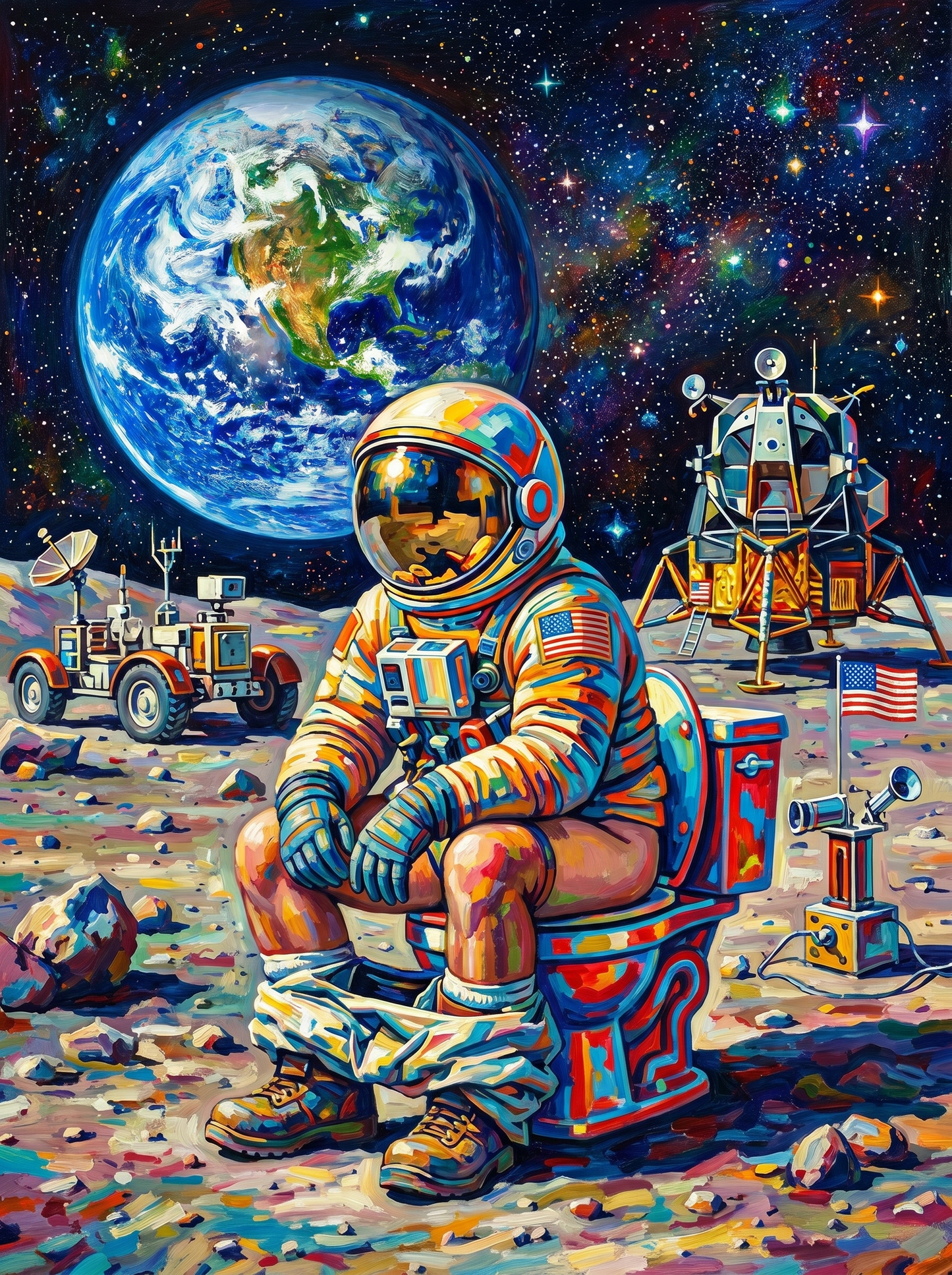 Astronaut Chilling On Moon (80 Colors)