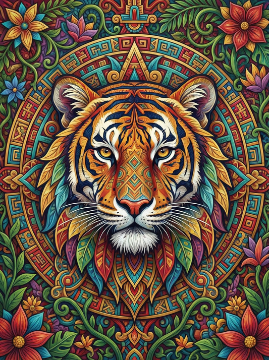 Aztec Tiger Mandala (80 Colors)