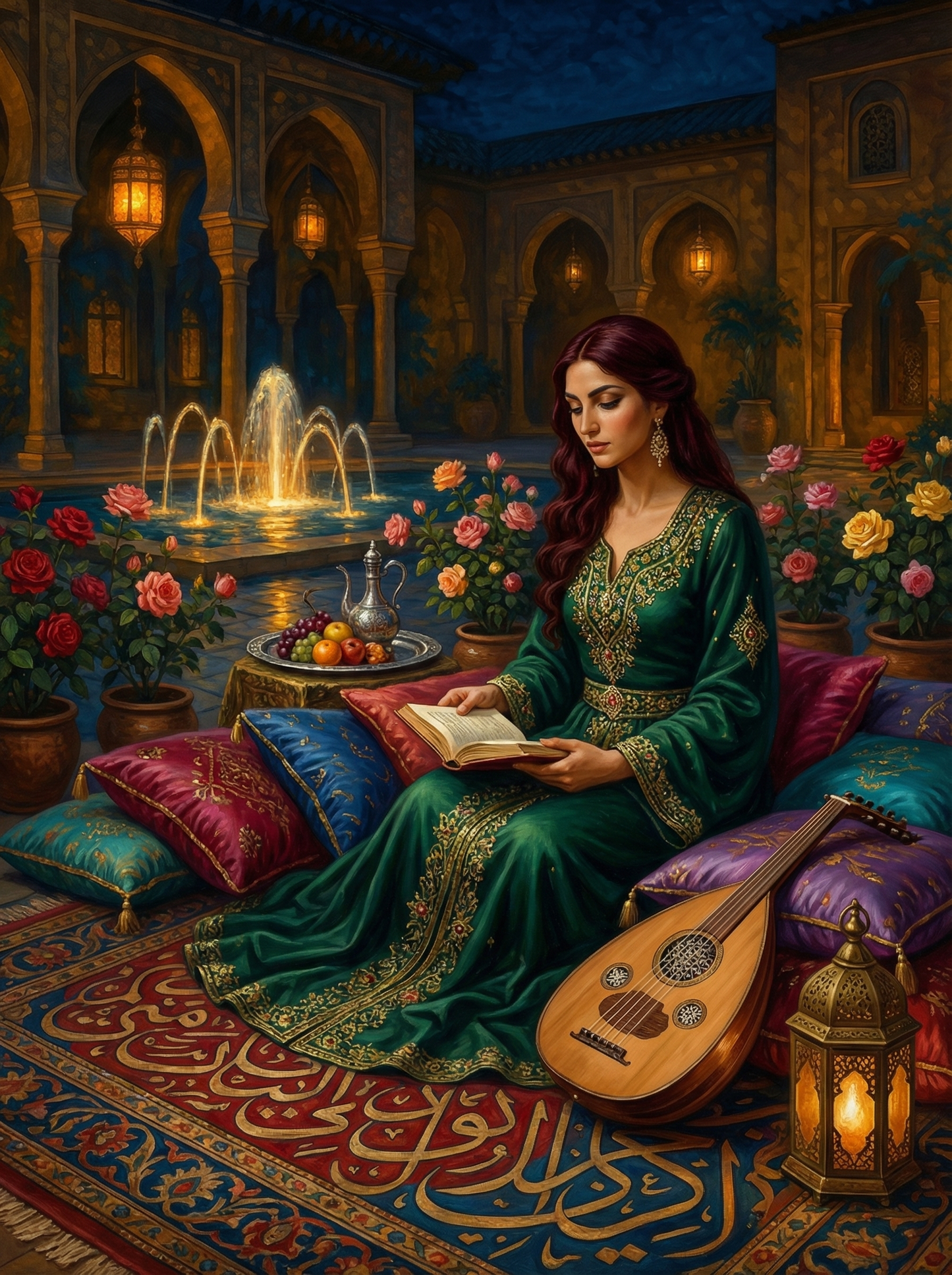 Palace Courtyard Reading Woman (120 Colors)