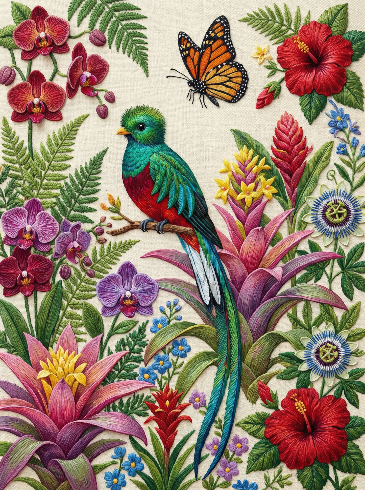 Embroidered Garden Bird (120 Colors)
