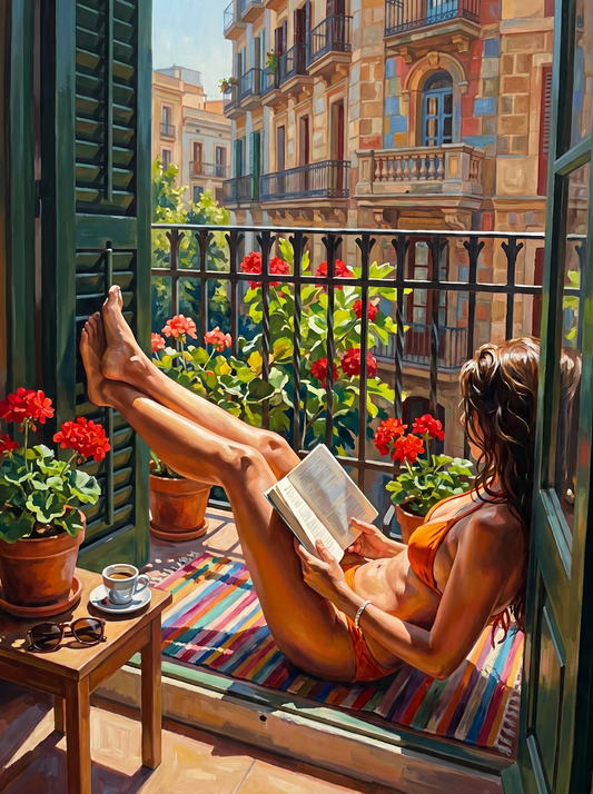 Balcony Reading Woman (120 Colors)
