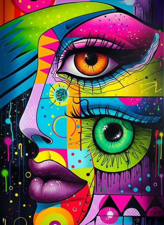 Abstract Glitch Face (120 Colors)