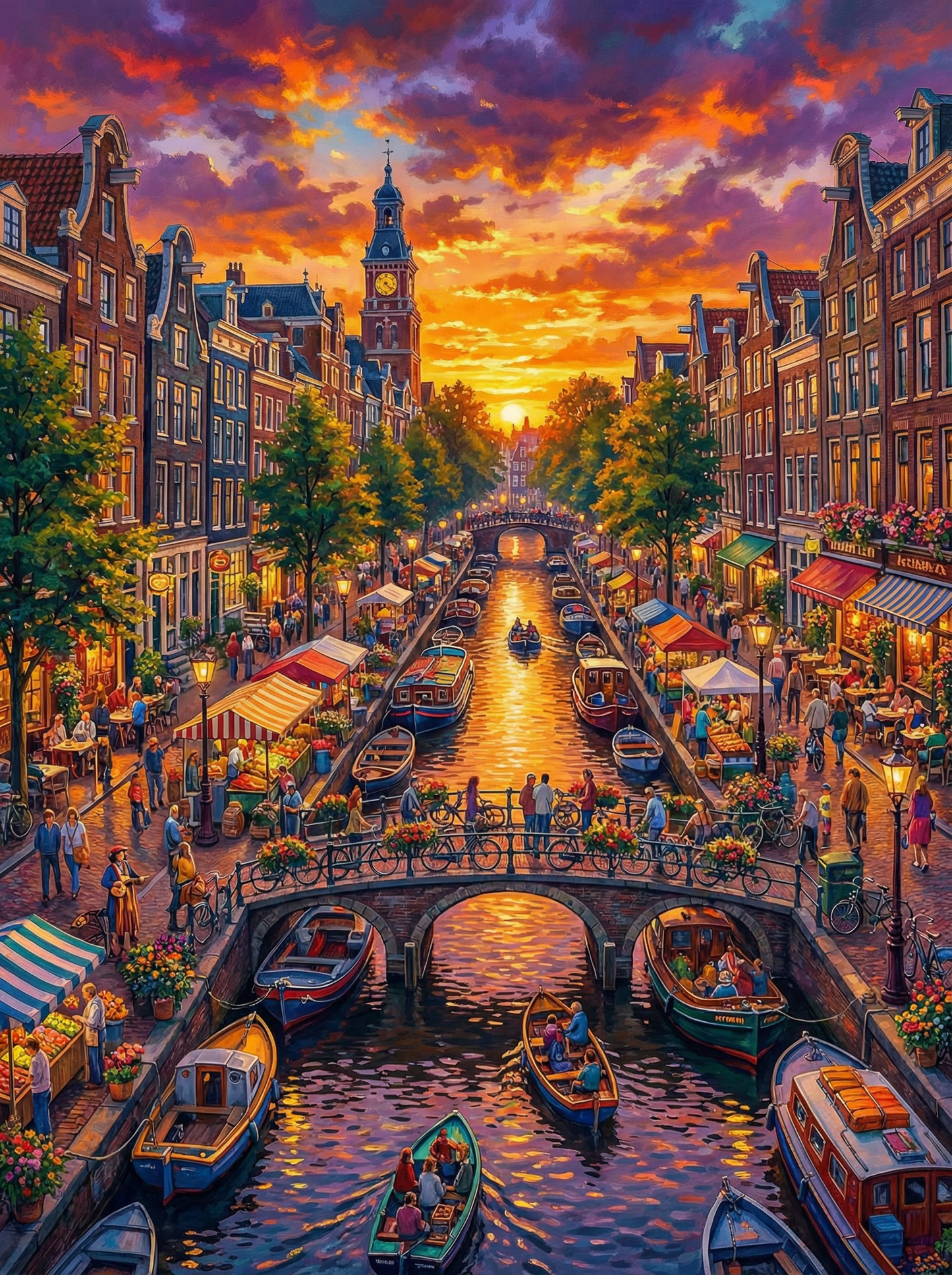 Sunset Over Amsterdam (80 Colors)