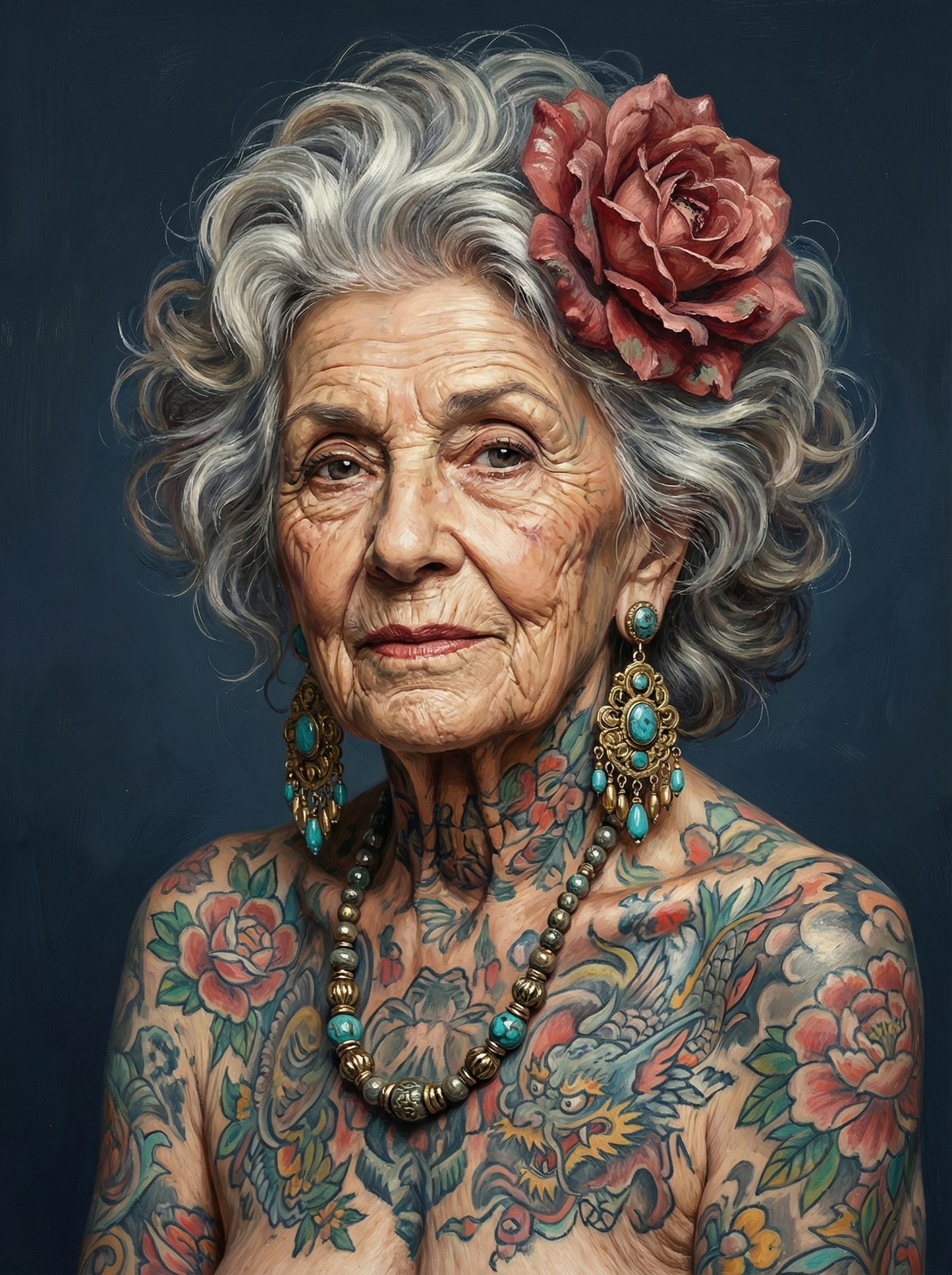 Blue Haired Flower Woman (120 Colors)