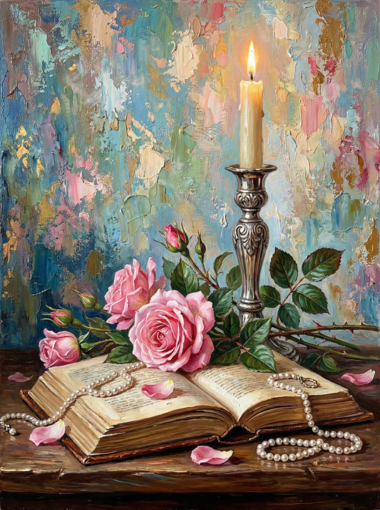 Books And Roses Candle (80 Colors)
