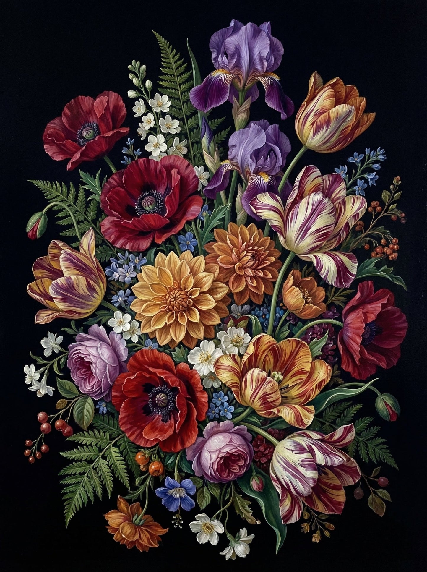 Classic Floral Dark Background (80 Colors)