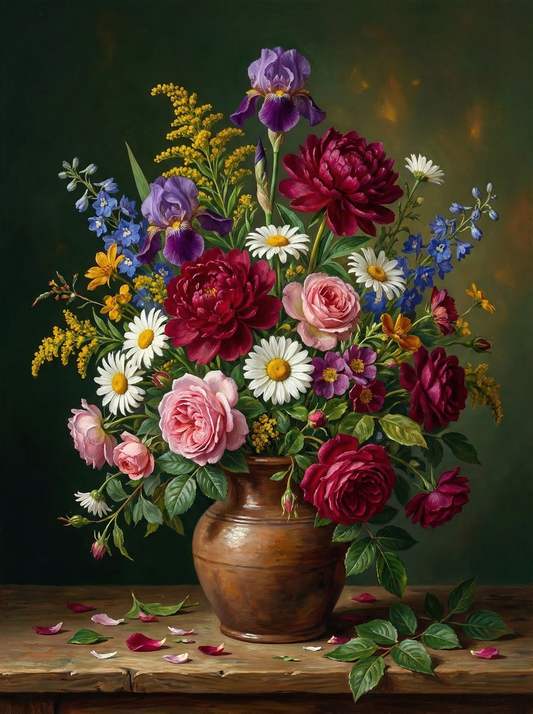 Cottage Flowers In Urn (80 Colors)