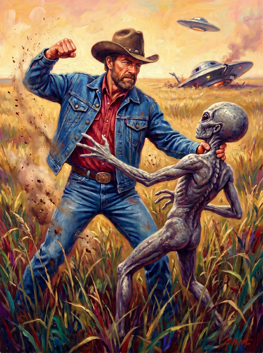 Cowboy Punching Alien (80 Colors)