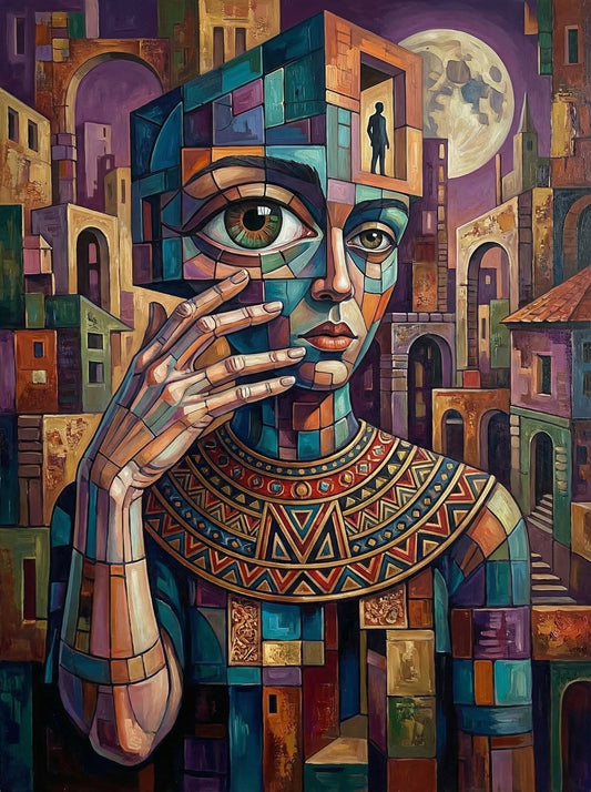 Cubist Portrait Thinking (80 Colors)