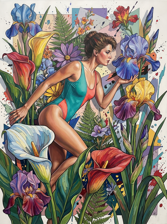 Dancer Among Iris Blooms (120 Colors)