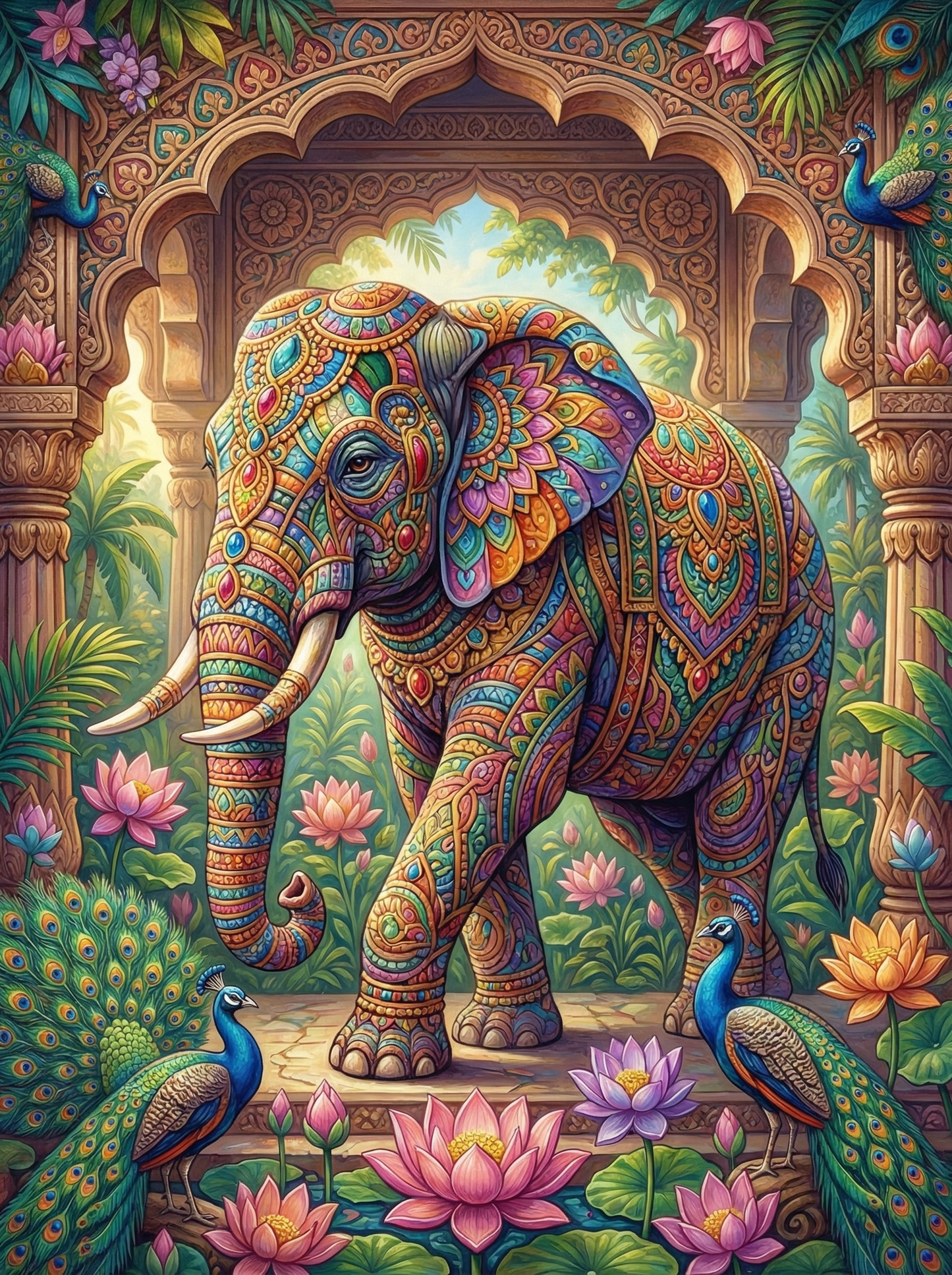 Decorated Elephant Temple (80 Colors)