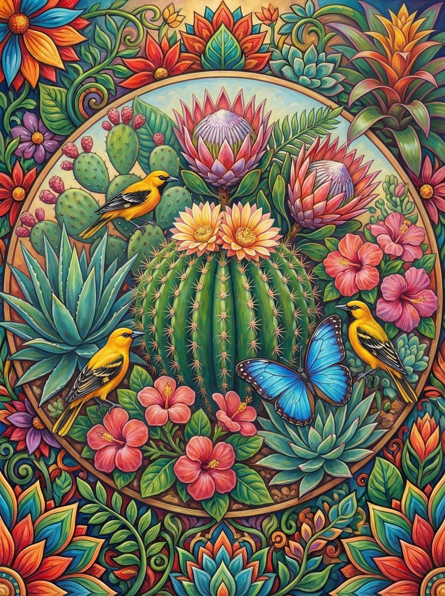 Desert Cactus And Birds (120 Colors)