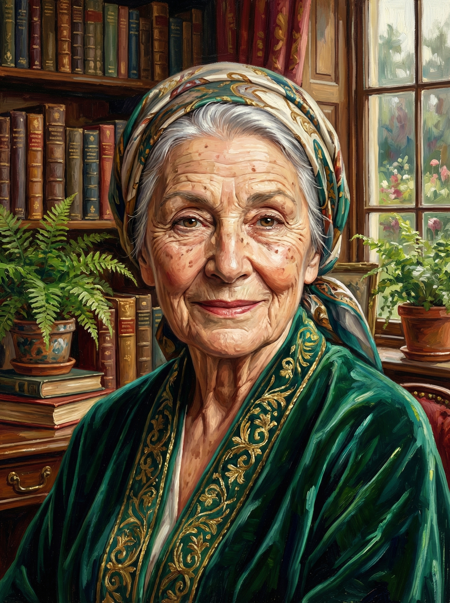 Elegant Librarian Portrait (80 Colors)