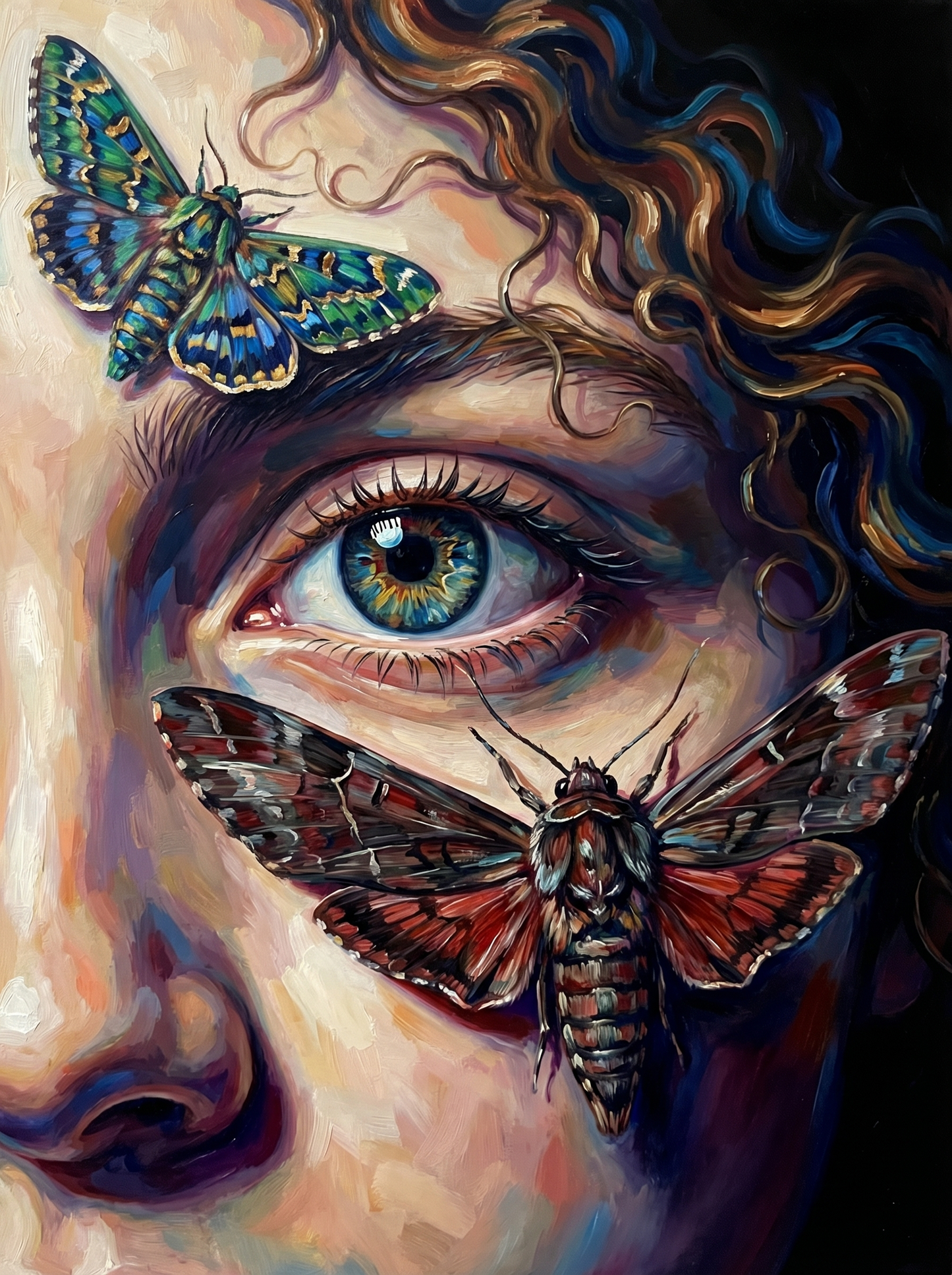 Eye Butterfly Woman Portrait (80 Colors)