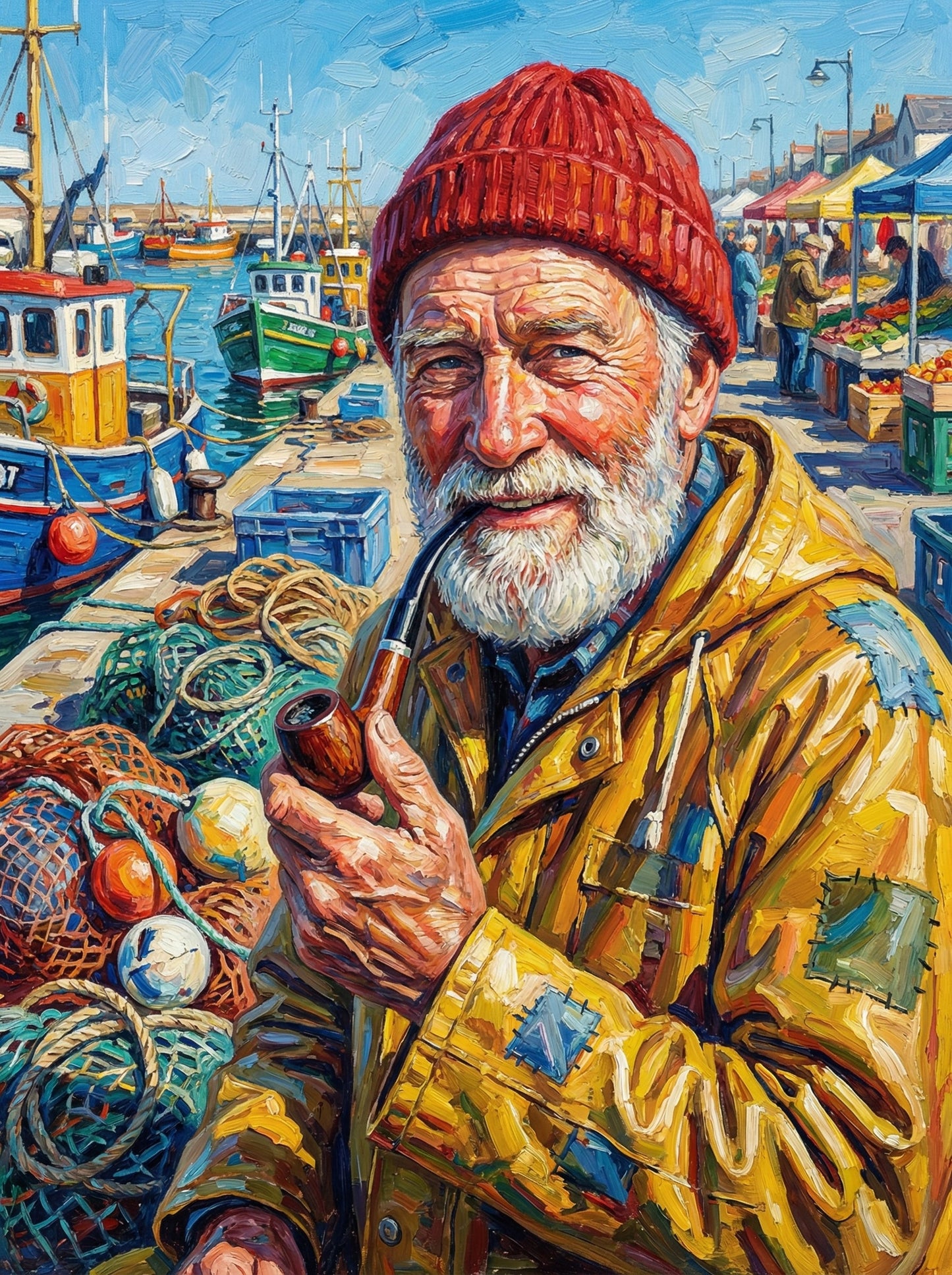 Fisherman At Harbor (80 Colors)