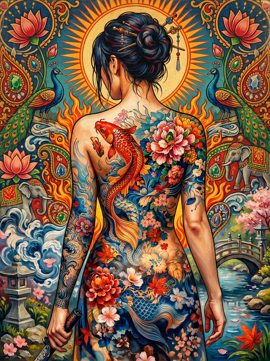 Floral Back Ocean Woman (80 Colors)