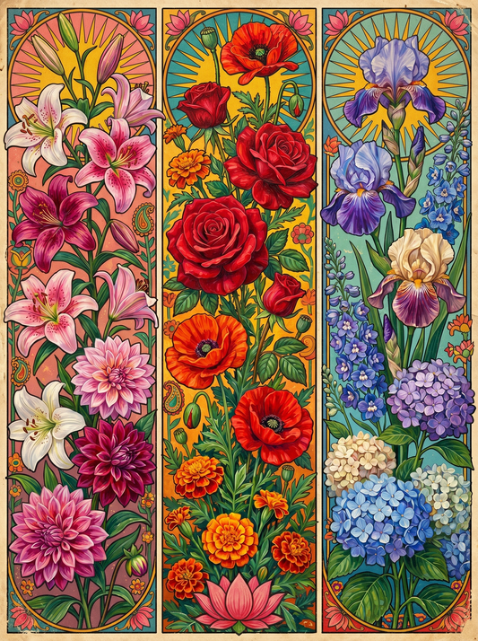 Floral Panel Triptych (120 Colors)