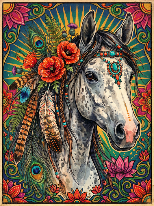 Floral White Horse (120 Colors)