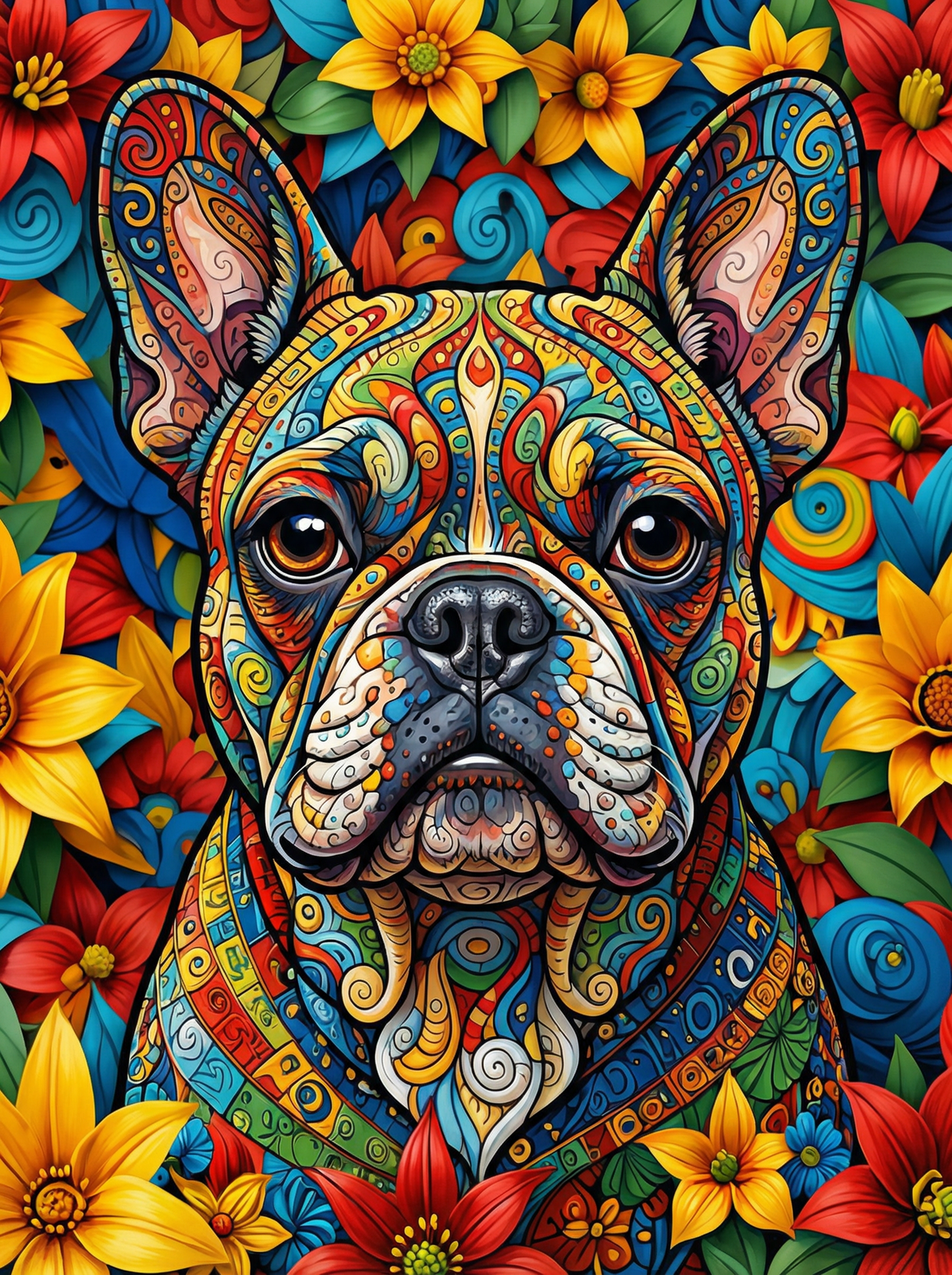French Bulldog Among Flowers (120 Colors)